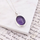 Hepburn and Hughes Amethyst Pendant | Aquarius Gift | 22mm Oval | Sterling Silver