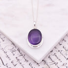 Hepburn and Hughes Amethyst Pendant | Aquarius Gift | 22mm Oval | Sterling Silver