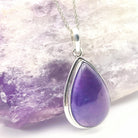 Hepburn and Hughes Amethyst Pendant | Aquarius Gift | 30mm Teardrop | Sterling Silver
