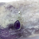 Hepburn and Hughes Amethyst Pendant | February Birthstone | 15mm Pear | Sterling Silver