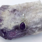 Hepburn and Hughes Amethyst Pendant | February Birthstone | 15mm Pear | Sterling Silver