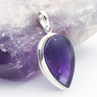 Hepburn and Hughes Amethyst Pendant | February Birthstone | 30mm Teardrop | Sterling Silver
