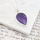 Hepburn and Hughes Amethyst Pendant | February Birthstone | 30mm Teardrop | Sterling Silver