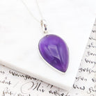 Hepburn and Hughes Amethyst Pendant | February Birthstone | 30mm Teardrop | Sterling Silver