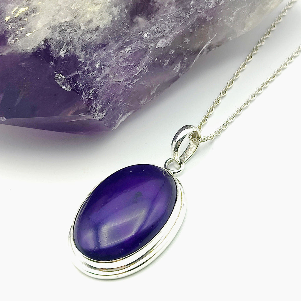 Hepburn and Hughes Amethyst Pendant | February Birthstone | Large Oval | Sterling Silver