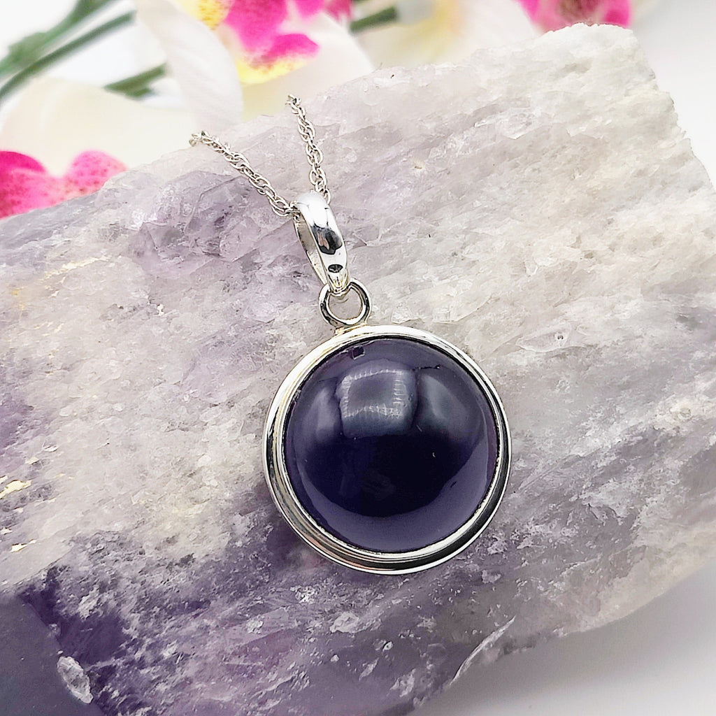 Hepburn and Hughes Amethyst Pendant | Small Circle | February Birthstone | Sterling Silver