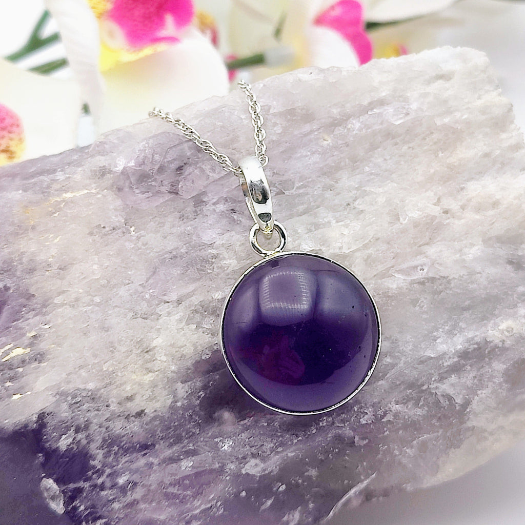 Hepburn and Hughes Amethyst Pendant | Small Circle | February Birthstone | Sterling Silver