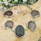 Hepburn and Hughes Ammonite and Trilobite Fossil Bracelet | Made with Ancient Fossils | Set in Sterling Silver