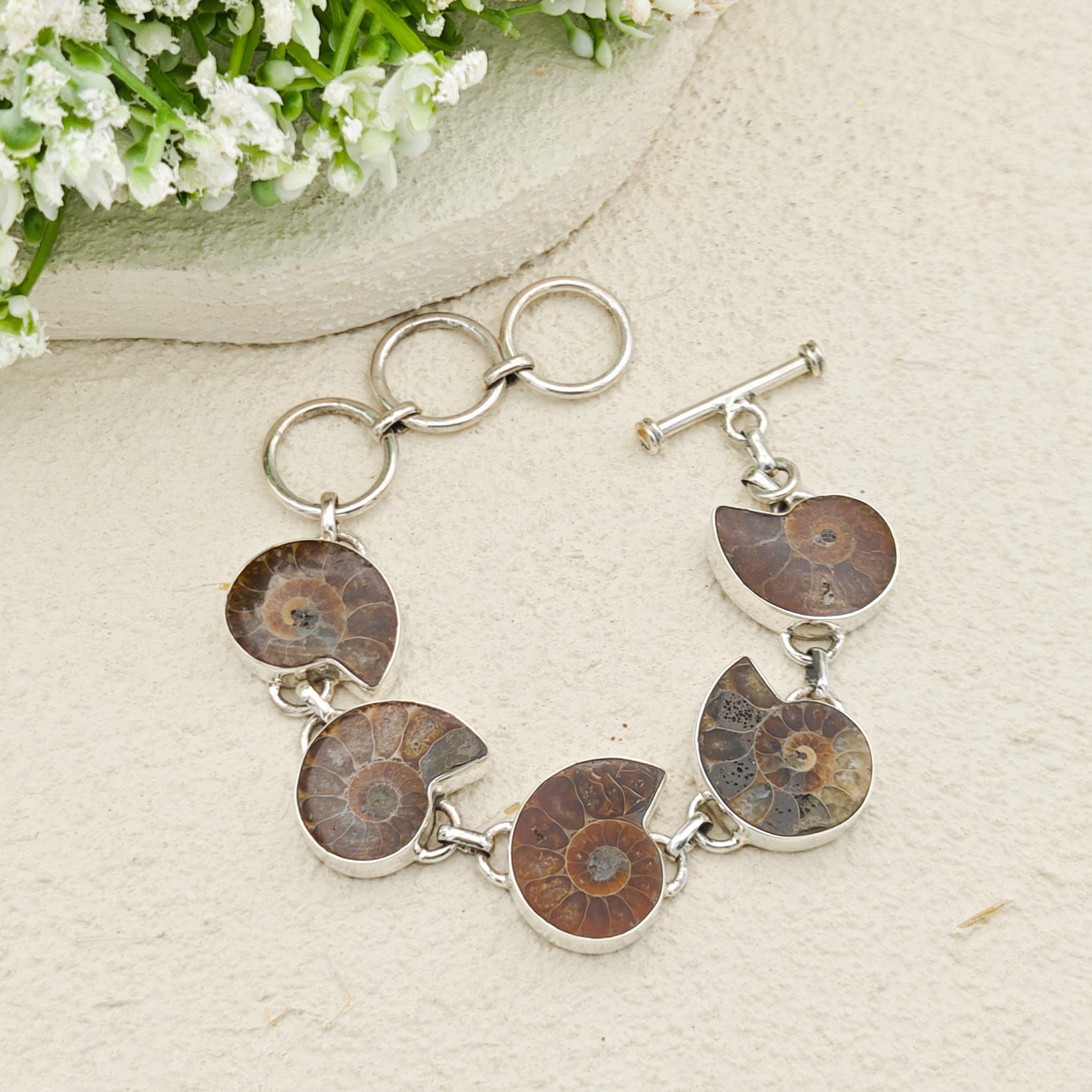 Hepburn and Hughes Ammonite Bracelet | Dark Tones | Sterling Silver
