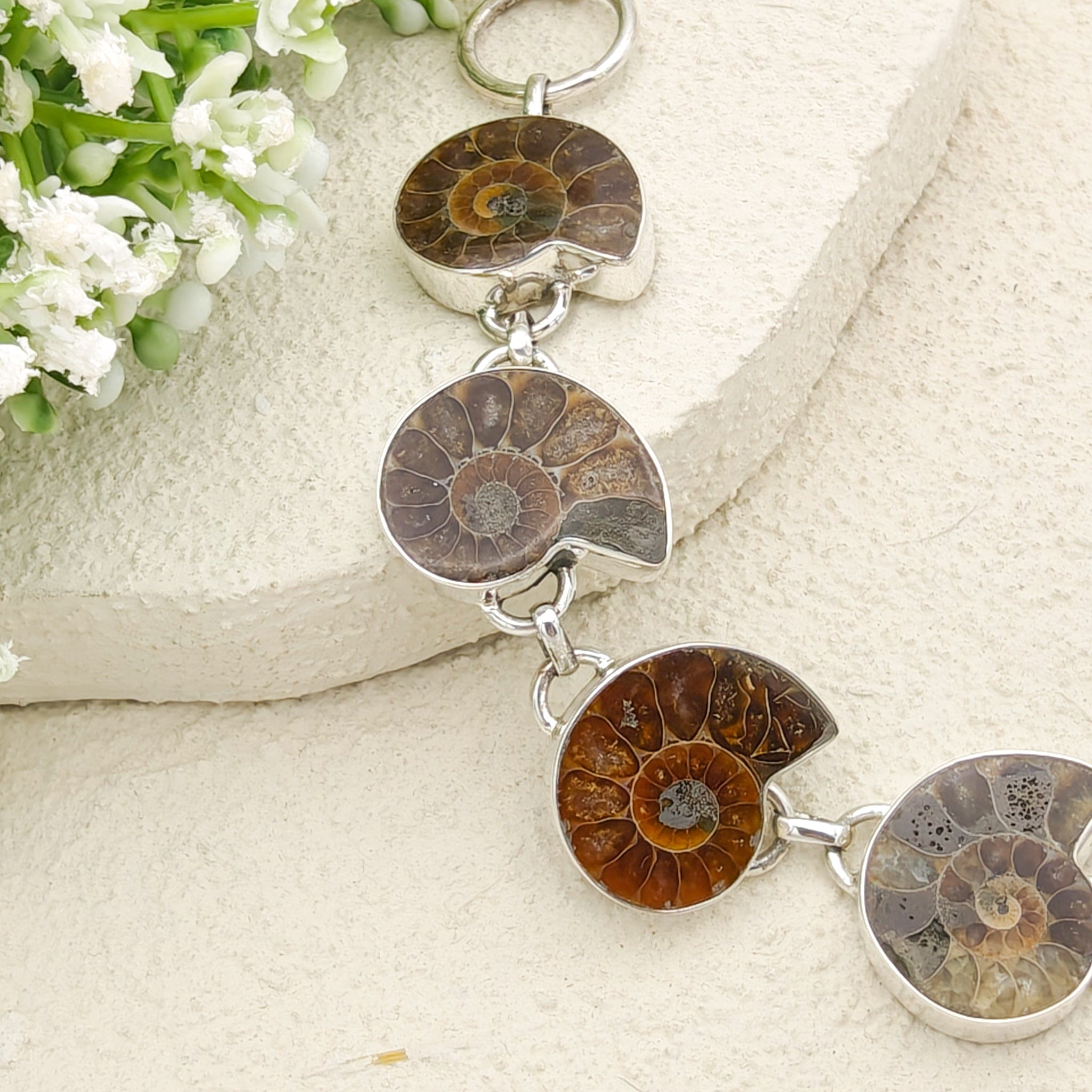 Hepburn and Hughes Ammonite Bracelet | Dark Tones | Sterling Silver