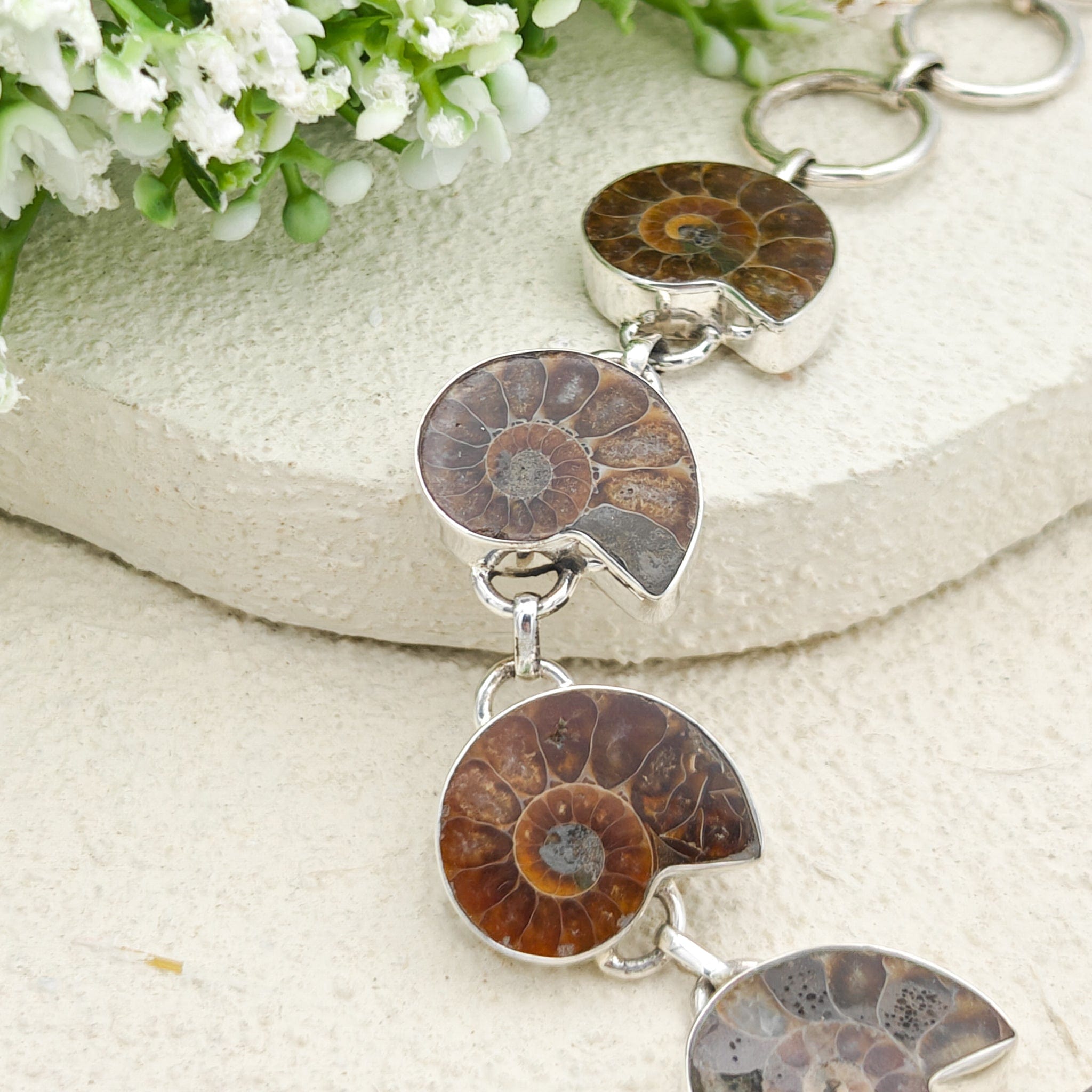 Hepburn and Hughes Ammonite Bracelet | Dark Tones | Sterling Silver
