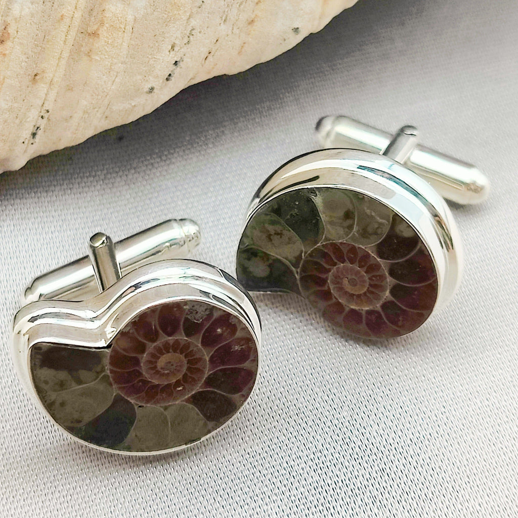 Hepburn and Hughes Ammonite Fossil Cufflinks | Limited Edition | Two Options |Sterling Silver