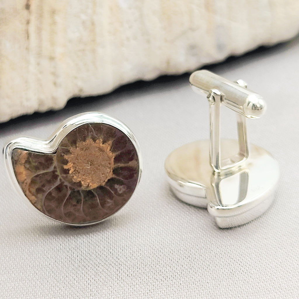 Hepburn and Hughes Ammonite Fossil Cufflinks | Limited Edition | Two Options |Sterling Silver