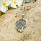 Hepburn and Hughes Ammonite Pendant | 23mm Pyrite | Sterling Silver