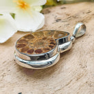 Hepburn and Hughes Ammonite Pendant | 28mm Madagascan Fossil Jewellery | Sterling Silver