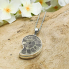 Hepburn and Hughes Ammonite Pendant | 28mm Pyrite | Sterling Silver