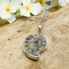 Hepburn and Hughes Ammonite Pendant | 28mm Pyrite | Sterling Silver