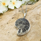 Hepburn and Hughes Ammonite Pendant | 35mm Pyrite | Sterling Silver