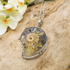 Hepburn and Hughes Ammonite Pendant | 37mm Madagascan Fossil Jewellery | Sterling Silver