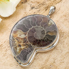 Hepburn and Hughes Ammonite Pendant | 42mm Madagascan Fossil Jewellery | Sterling Silver