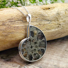 Hepburn and Hughes Ammonite Pendant | Pyrite Fossil Necklace | Two Sizes | Sterling silver