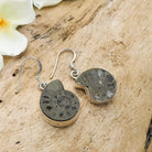 Hepburn and Hughes Ammonite Pyrite Earrings | Fossil Jewellery | Sterling Silver