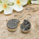 Hepburn and Hughes Ammonite Pyrite Earrings | Fossil Jewellery | Sterling Silver