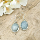 Hepburn and Hughes Aquamarine Earrings | Oval Drop | March Birthstone | Sterling Silver