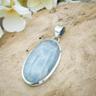 Hepburn and Hughes Aquamarine Pendant | 38mm Oval | Gemstone Gift | Sterling Silver