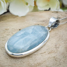 Hepburn and Hughes Aquamarine Pendant | 38mm Oval | Gemstone Gift | Sterling Silver