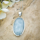 Hepburn and Hughes Aquamarine Pendant | 38mm Oval | Gemstone Gift | Sterling Silver