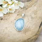 Hepburn and Hughes Aquamarine Pendant | Abstract Teardrop | March Birthstone | Sterling Silver