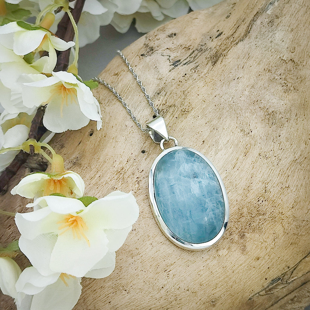Hepburn and Hughes Aquamarine Pendant | Oval | 19th Anniversary | Sterling Silver