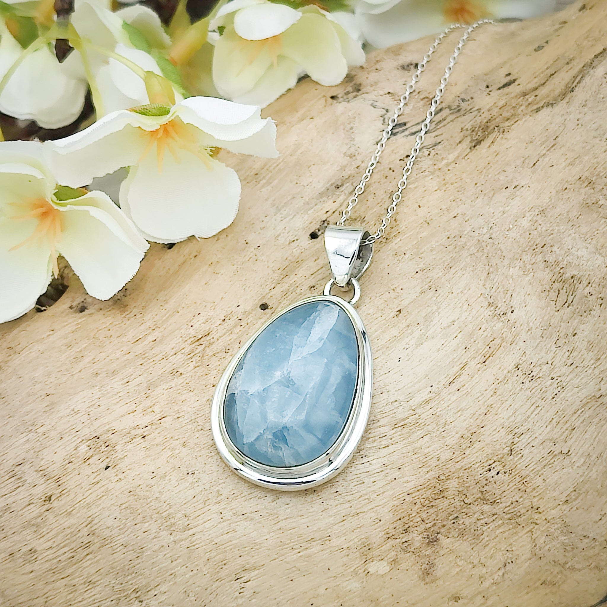 Hepburn and Hughes Aquamarine Pendant | Teardrop | March Birthstone | Sterling Silver