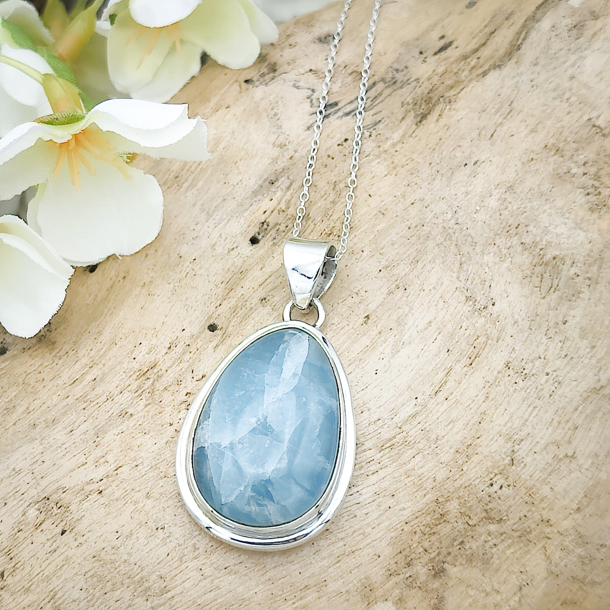 Hepburn and Hughes Aquamarine Pendant | Teardrop | March Birthstone | Sterling Silver