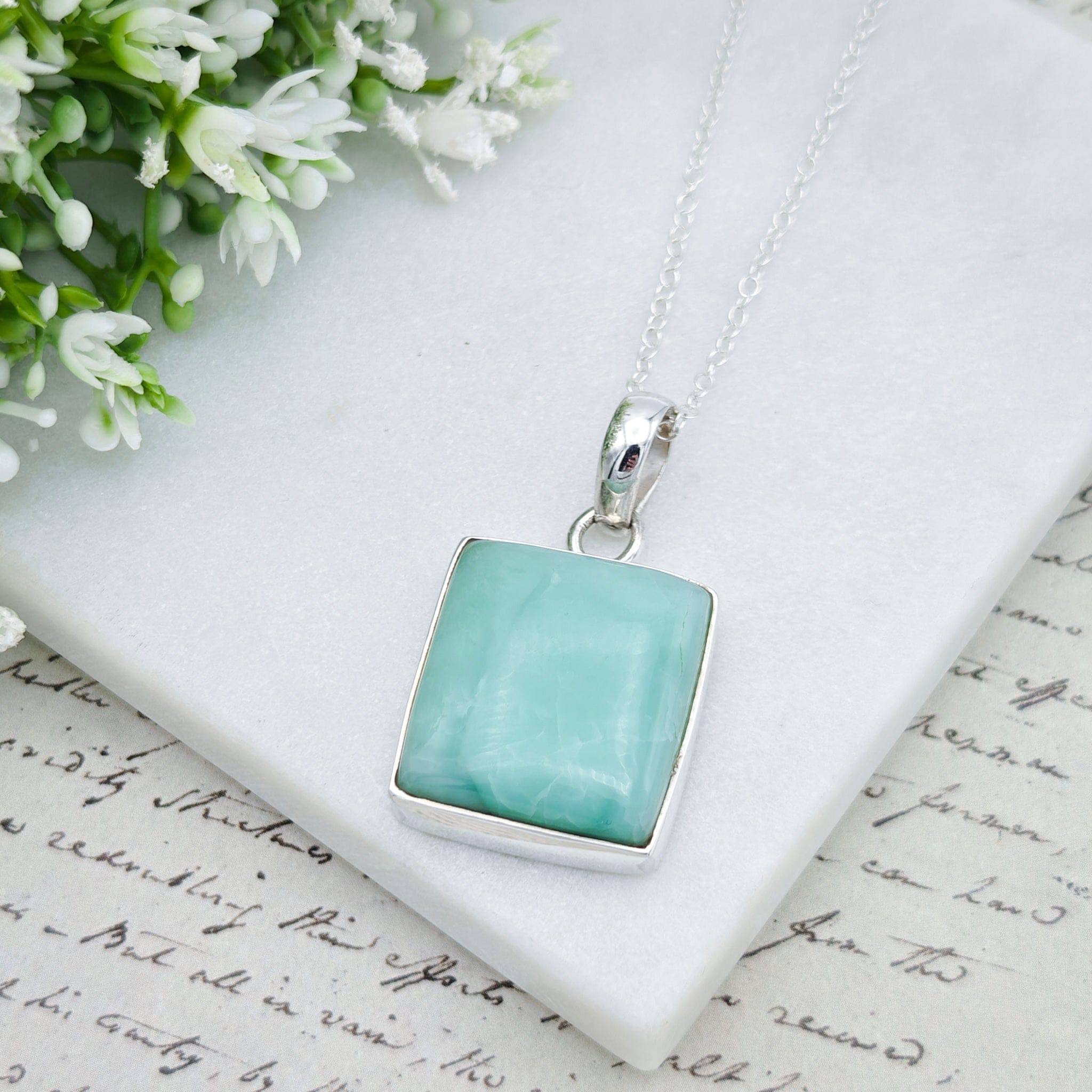 Hepburn and Hughes Aquamarine Sterling Silver Pendant | March Birthstone | 19th Anniversary Gift