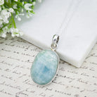 Hepburn and Hughes Aquamarine Sterling Silver Pendant | March Birthstone | 19th Anniversary Gift