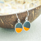 Hepburn and Hughes Art Deco Abstract Earrings in Sterling Silver | Clarice Cliff Pottery | Garden Blue