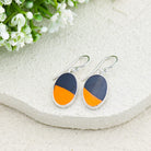 Hepburn and Hughes Art Deco Abstract Earrings in Sterling Silver | Clarice Cliff Pottery | Garden Blue