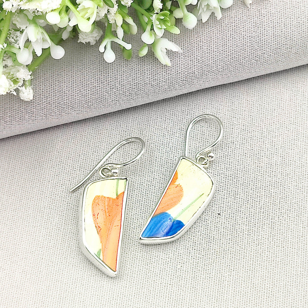 Hepburn and Hughes Art Deco Abstract Earrings | Original Clarice Cliff Pottery | Two options | Sterling Silver
