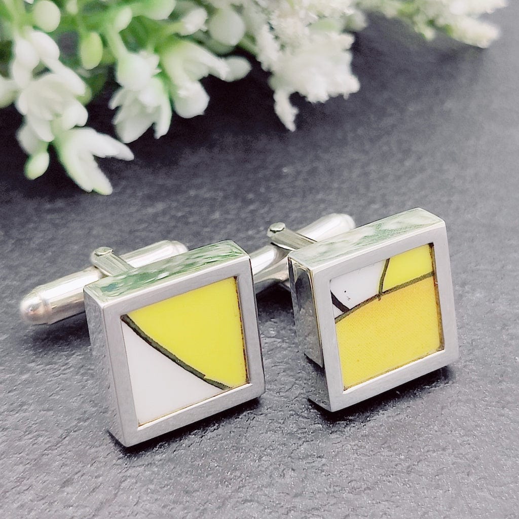 Hepburn and Hughes Art Deco Cufflinks | Clarice Cliff 15mm Cuff Links | Sterling Silver