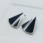 Hepburn and Hughes Art Deco Earrings | Black and Silver Triangle | 1920s Gift | Sterling Silver