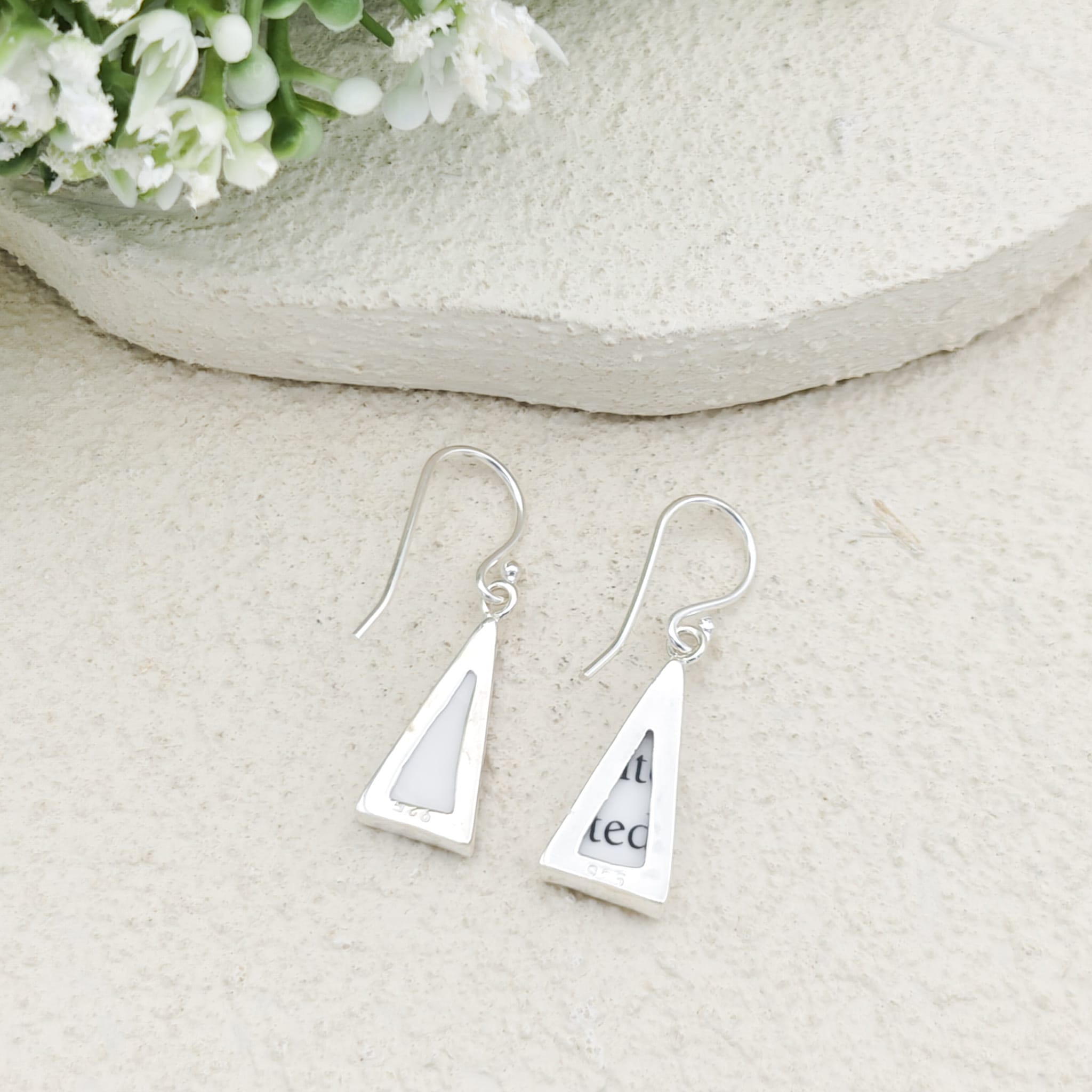 Hepburn and Hughes Art Deco Earrings | Clarice Cliff | 20mm Ceramic Triangles | Sterling Silver