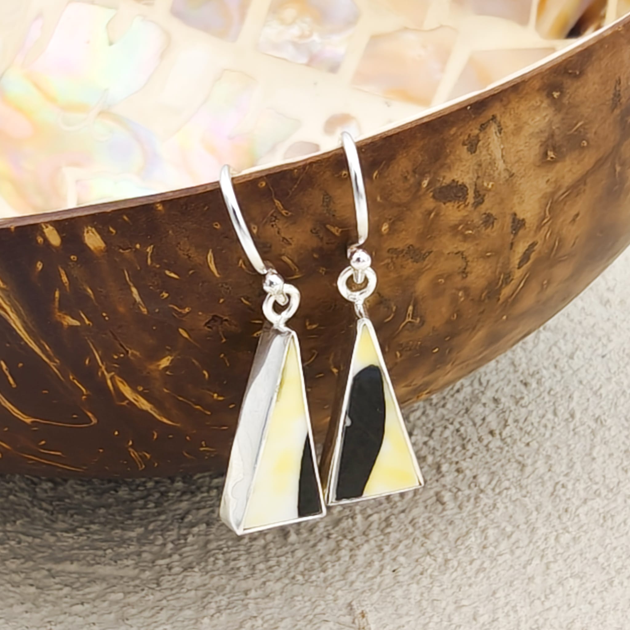 Hepburn and Hughes Art Deco Earrings | Clarice Cliff | 20mm Ceramic Triangles | Sterling Silver