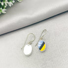 Hepburn and Hughes Art Deco Earrings | Clarice Cliff Ceramics | Blue and Yellow Stripes | Sterling Silver