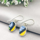 Hepburn and Hughes Art Deco Earrings | Clarice Cliff Ceramics | Blue and Yellow Stripes | Sterling Silver