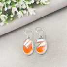 Hepburn and Hughes Art Deco Earrings | Clarice Cliff Ceramics | Green and Orange Patterns | Sterling Silver