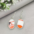 Hepburn and Hughes Art Deco Earrings | Clarice Cliff Ceramics | Green and Orange Patterns | Sterling Silver