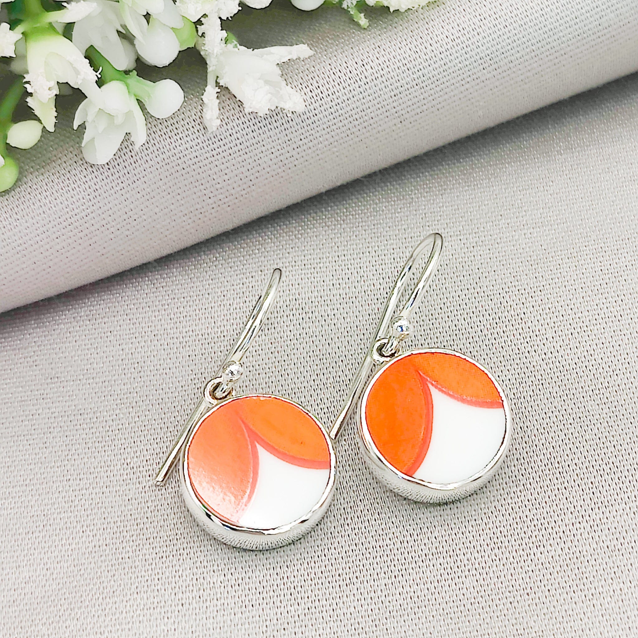 Hepburn and Hughes Art Deco Circular Earrings | Clarice Cliff Ceramics | 4 Options | Sterling Silver