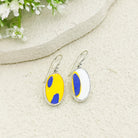 Hepburn and Hughes Art Deco Earrings | Clarice Cliff Ceramics | Oval Orange and Blue | Sterling Silver